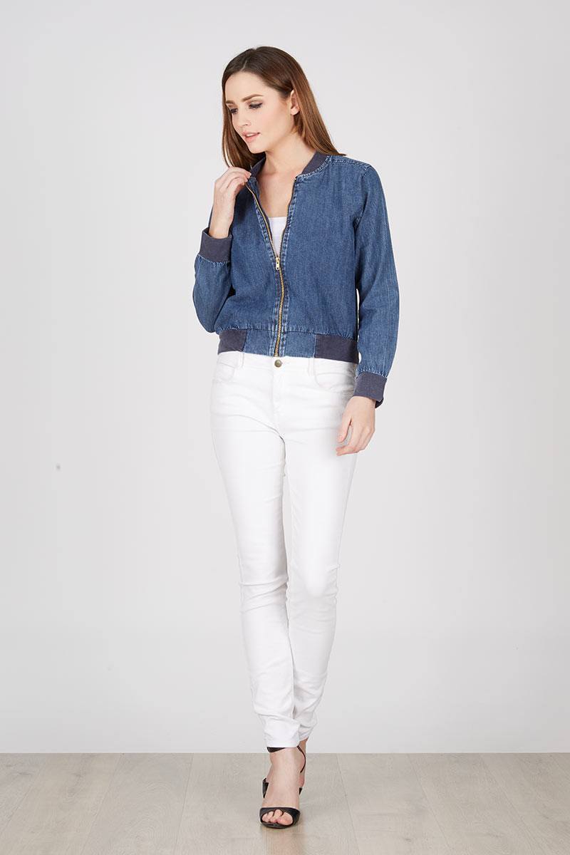 zipper denim jacket womens