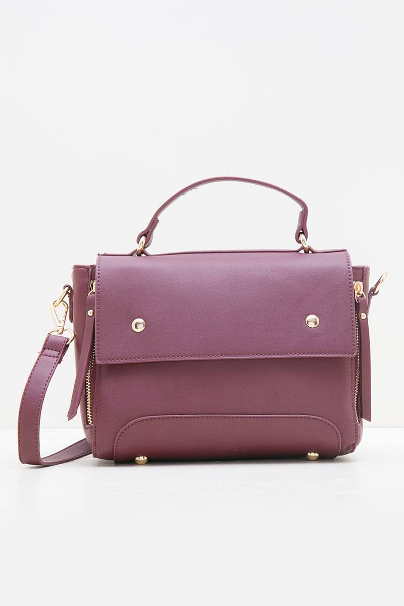 maroon satchel