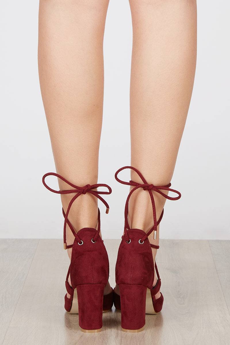 maroon heels with bow