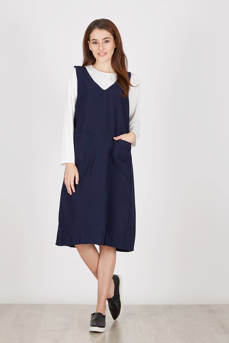 navy overall dress