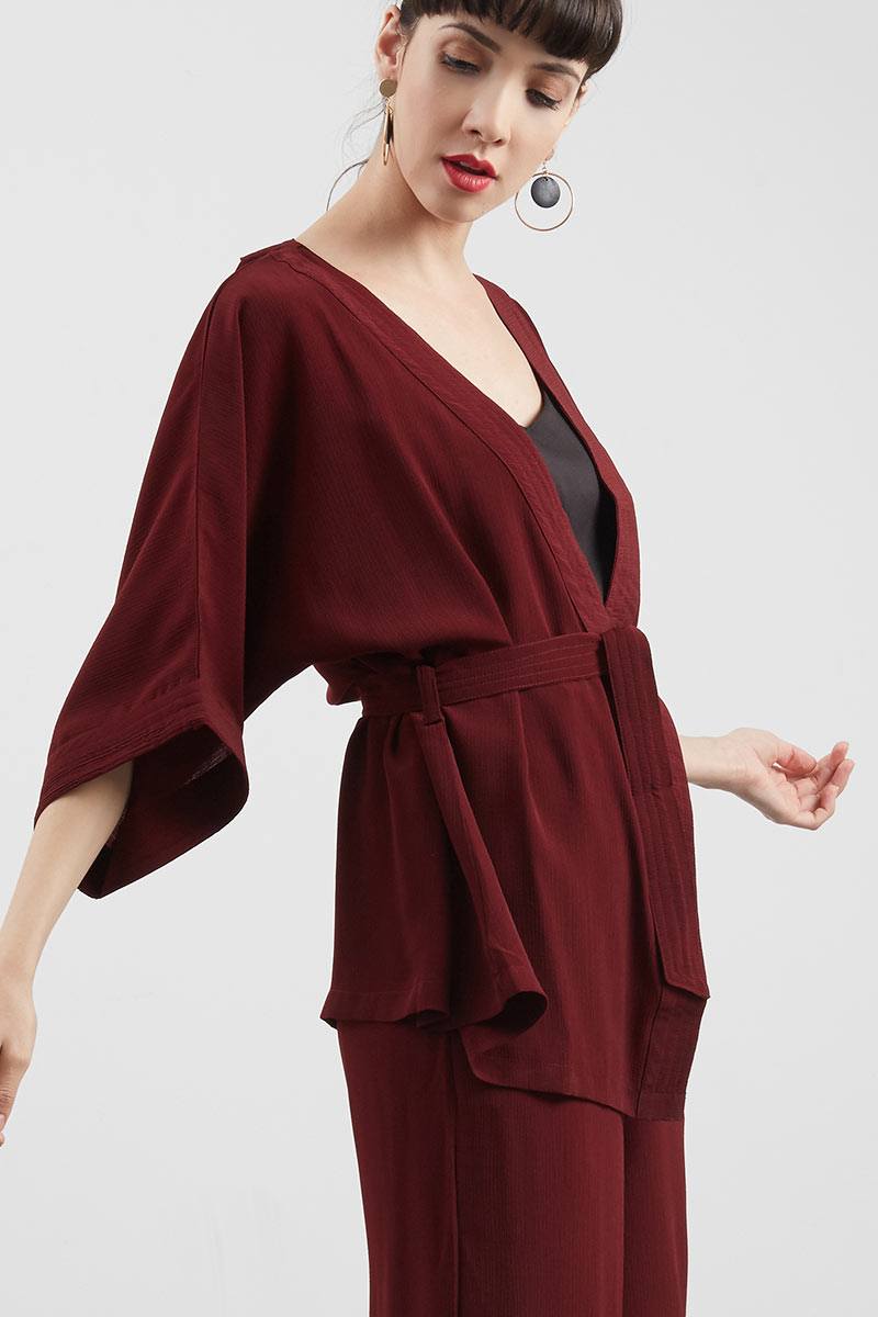 Maroon on sale kimono cardigan