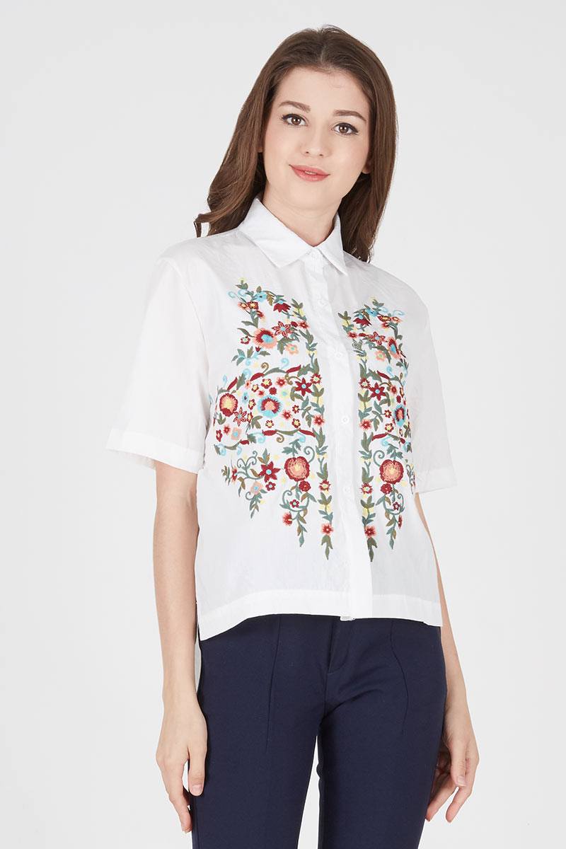 Sell COLORFUL FLOWER EMBROIDERY SHIRT 