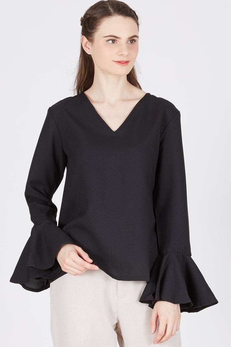 Sell Polina Bell Sleeve Top Black Tops 