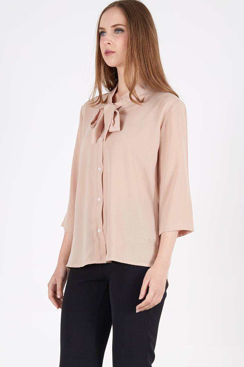 Sell Saadia Bow Blouse Khaki Blouse  Berrybenka.com