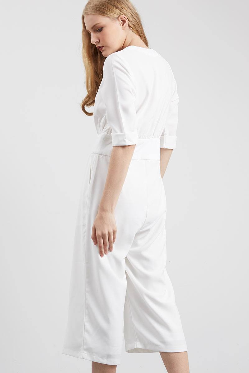 white jumpsuit with buttons