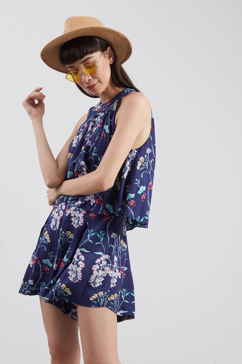 Sell Winnie Floral Playsuit Blue Jumpsuit  Berrybenka.com