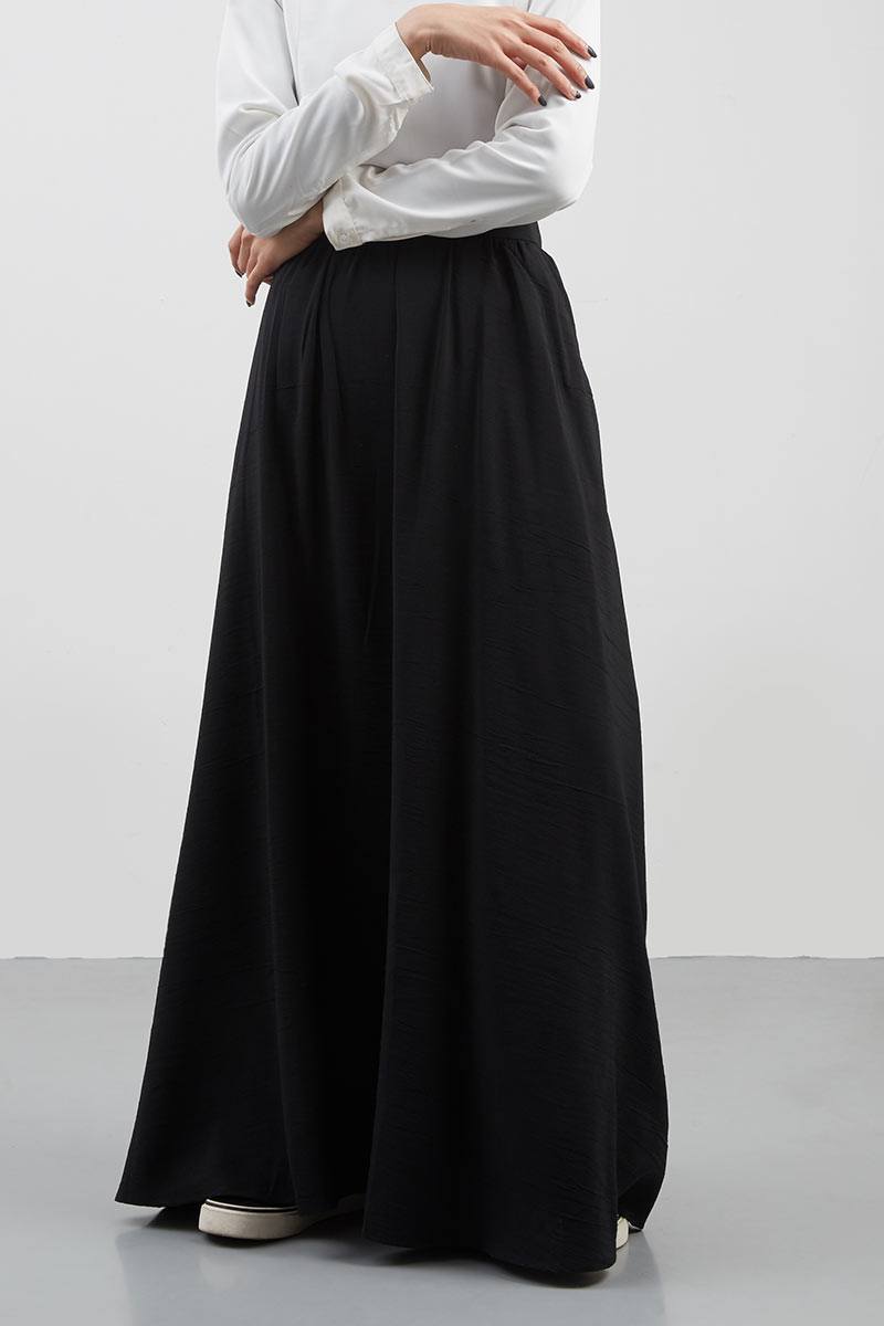 high waisted black skirt long