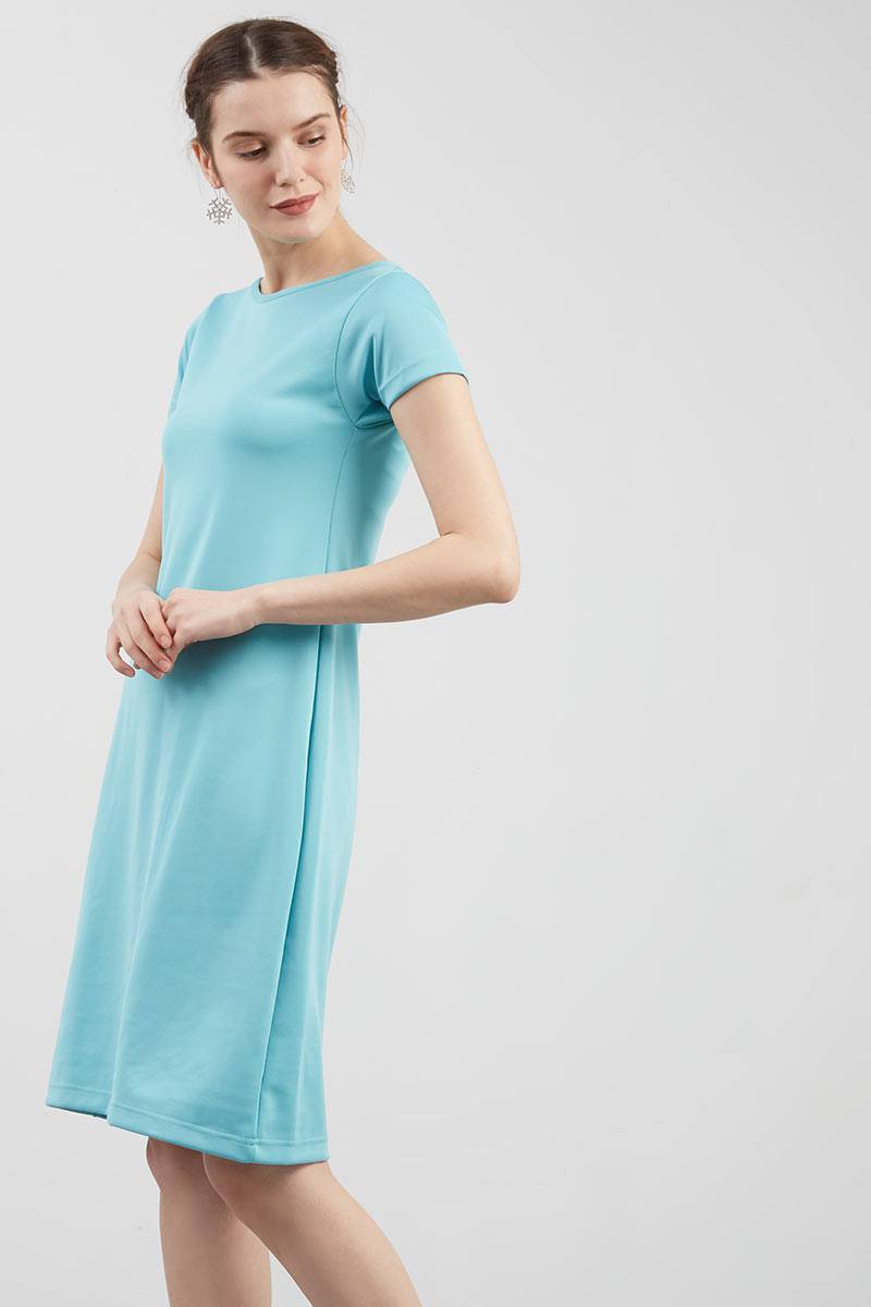 aqua blue midi dress