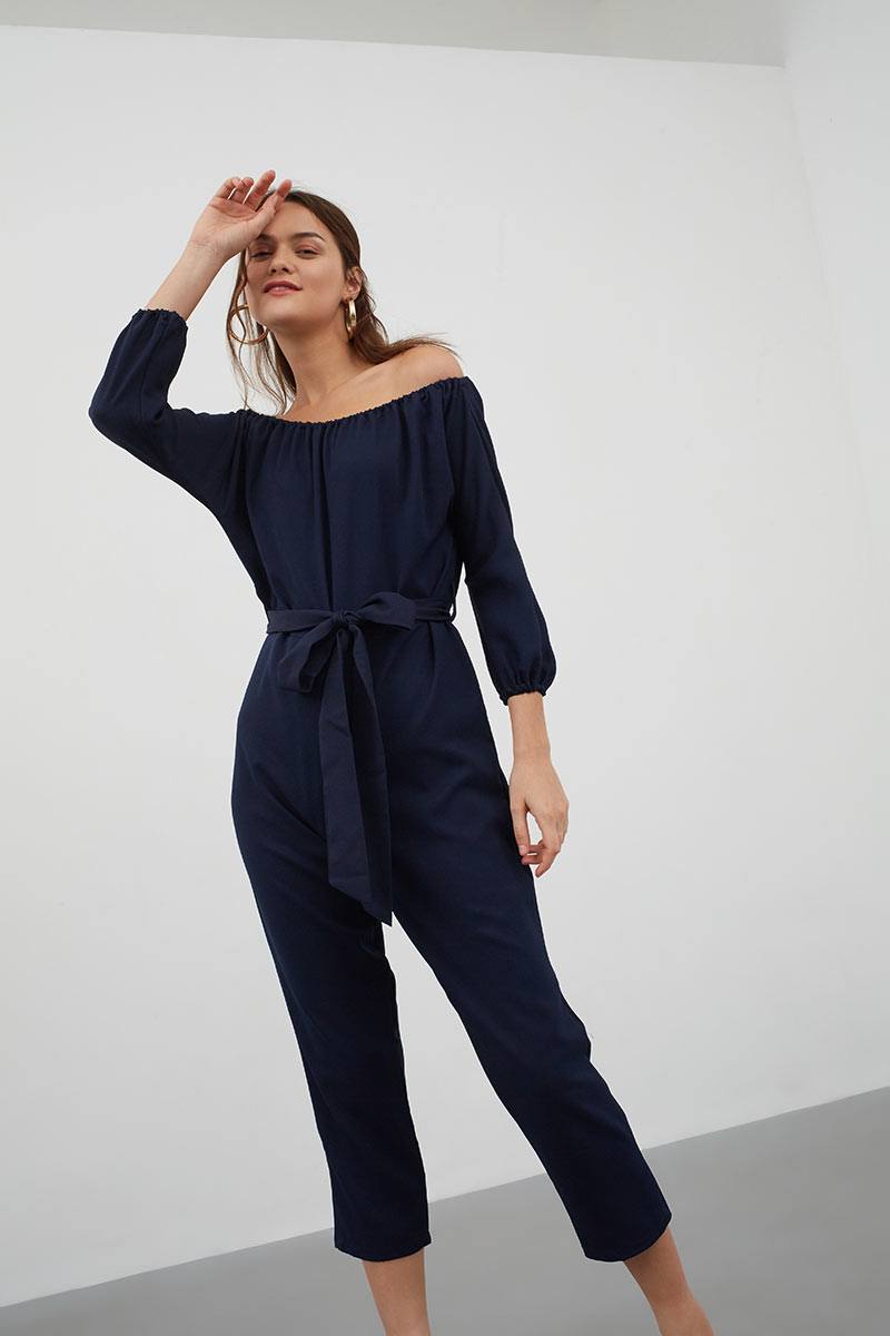 Sell Jorie Off Shoulder Jumpsuit Navy 