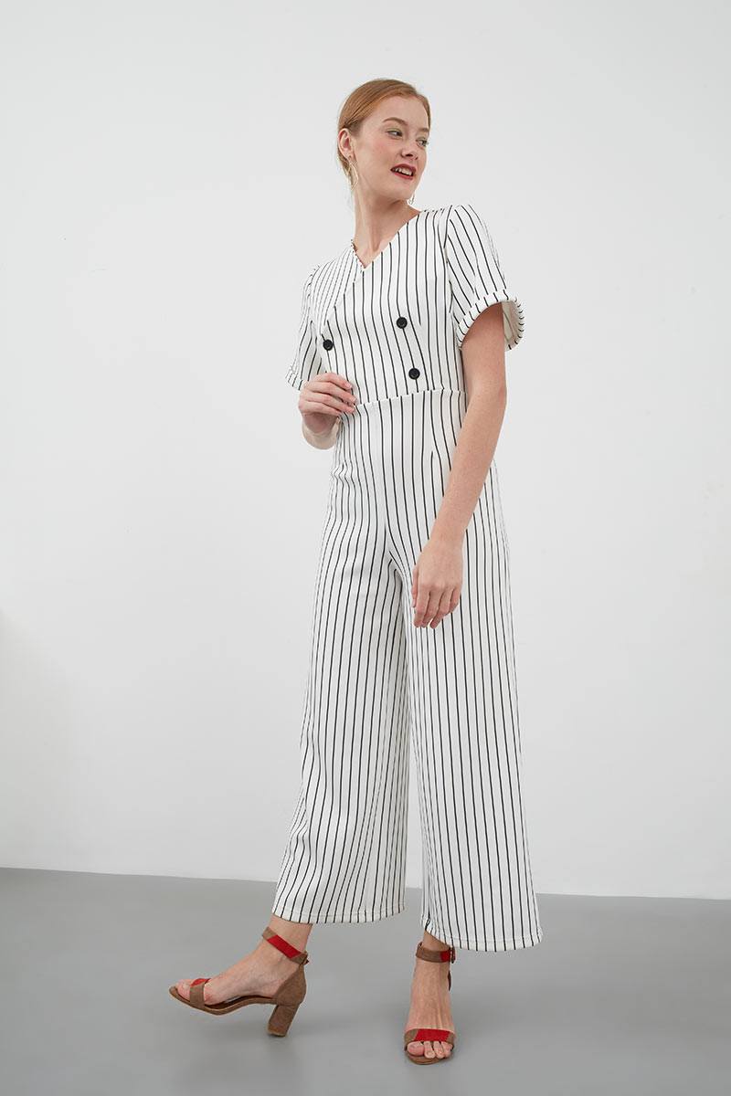 white jumpsuit with buttons