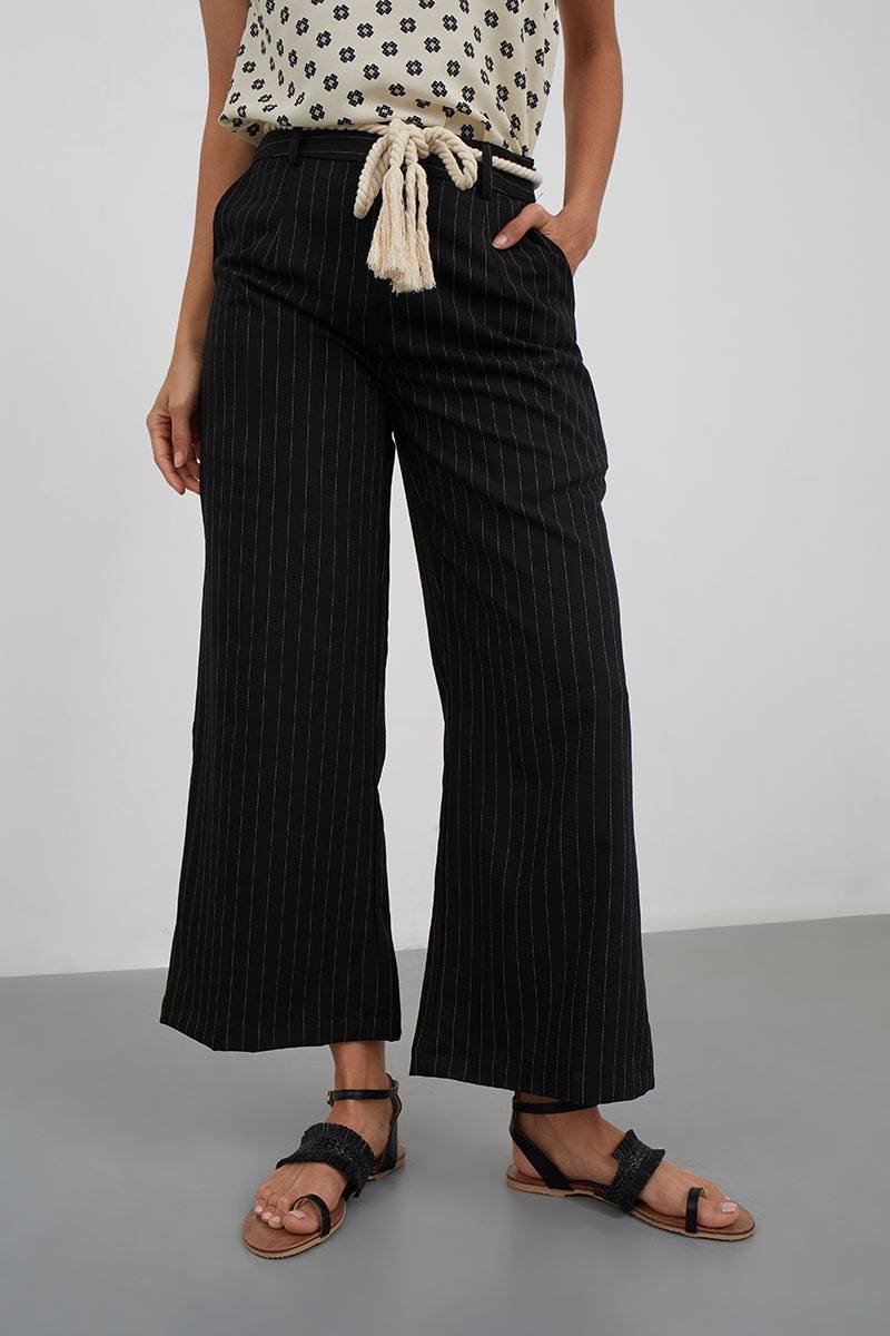 Sell Prathia Belt Rope Pants Black Culottes