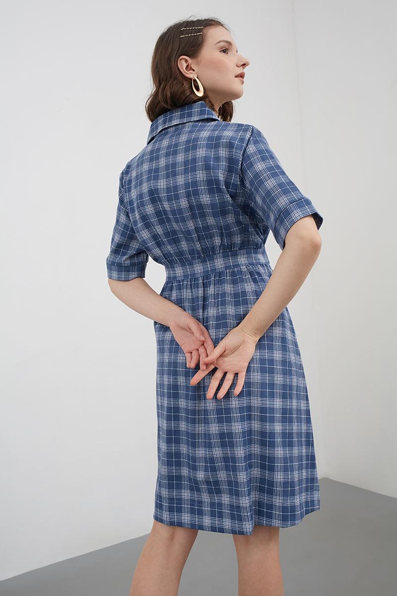 Sell Minata Plaid Dress Blue Midi 