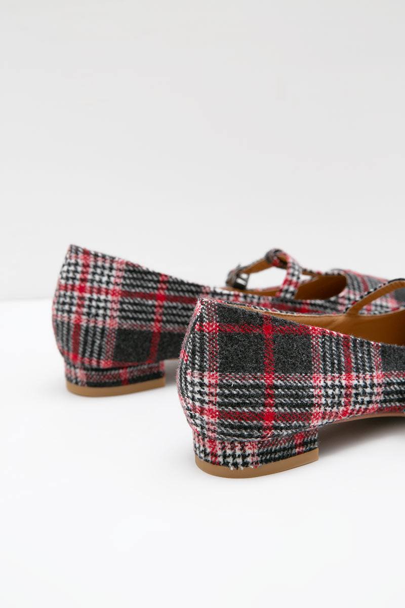 red tartan flats