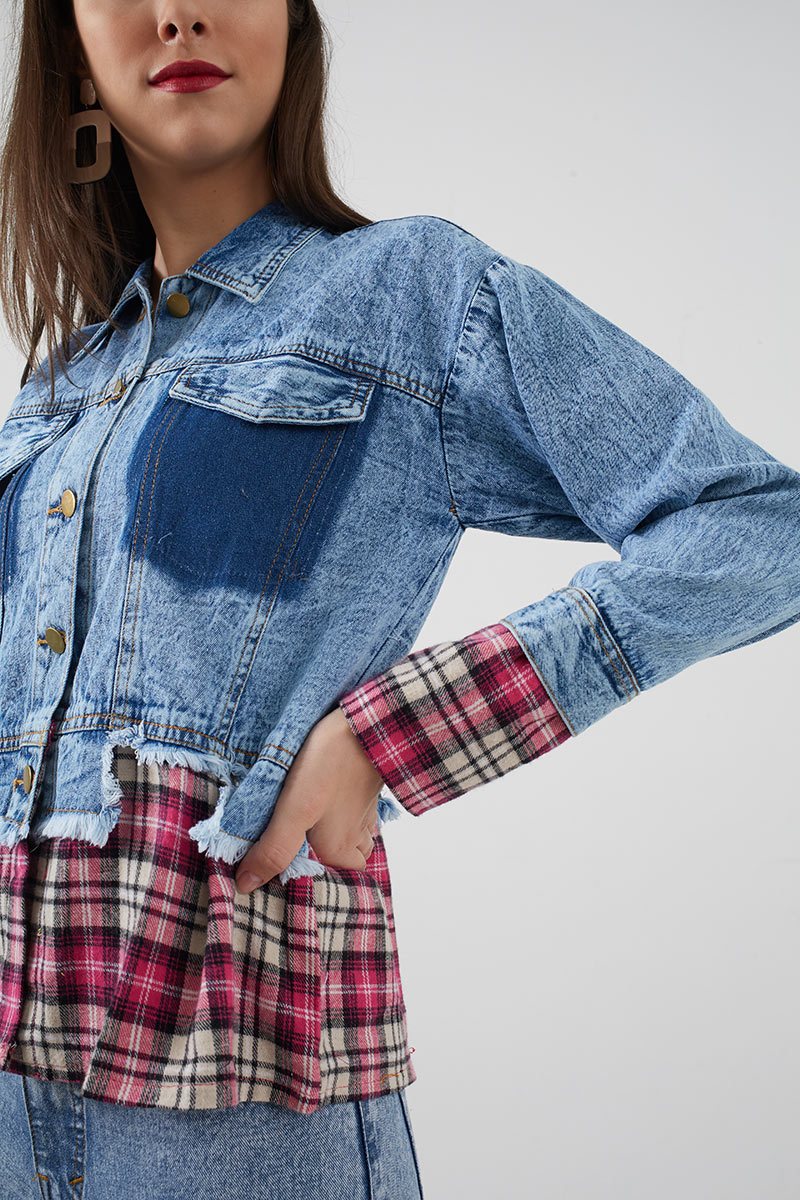 Sell Decco Plaid Jacket Blue Pink 
