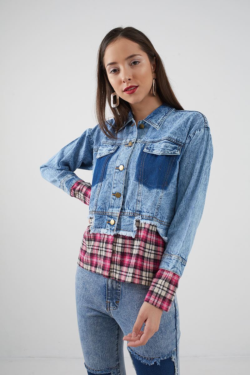 Sell Decco Plaid Jacket Blue Pink Outerwear