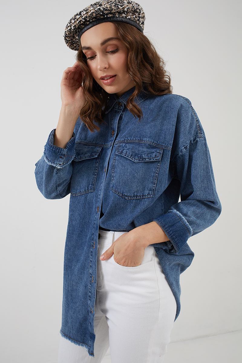 Sell Dizza Long Shirt Dark Denim Women 
