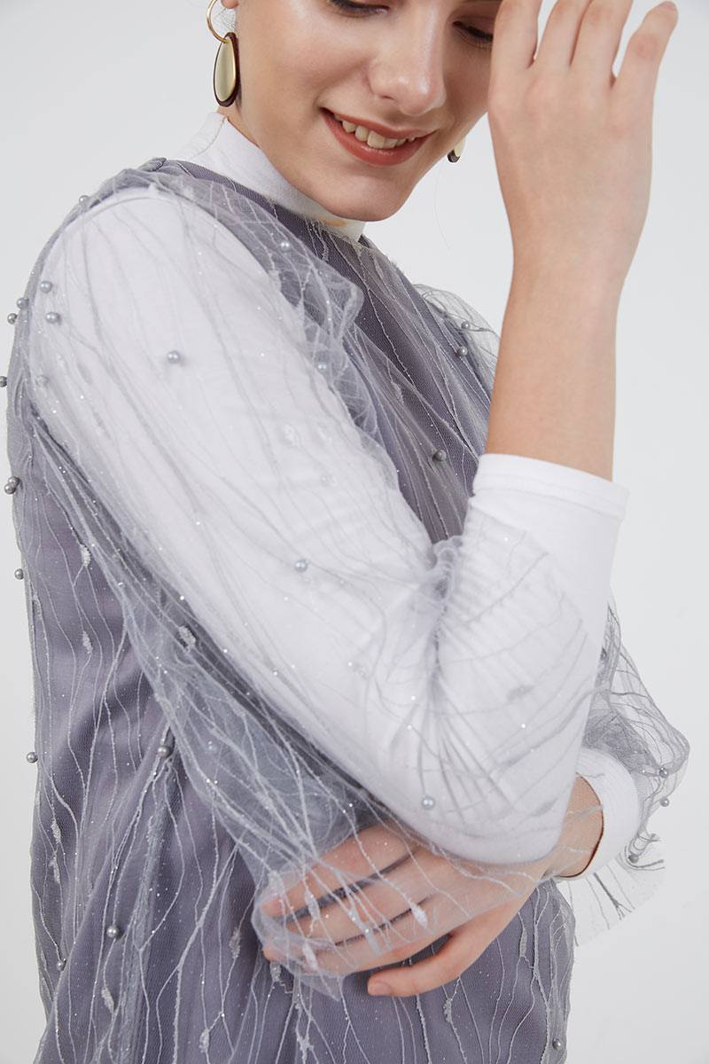 Sell Rosey Lace Glitter Blouse Grey Tops