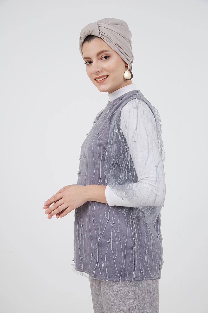 Sell Rosey Lace Glitter Blouse Grey Tops