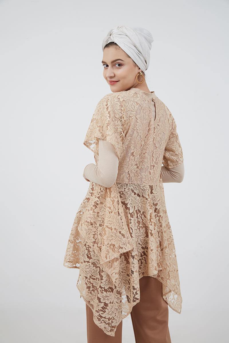 Sell Roseen Lace Peplum Drape Blouse Cream Tops