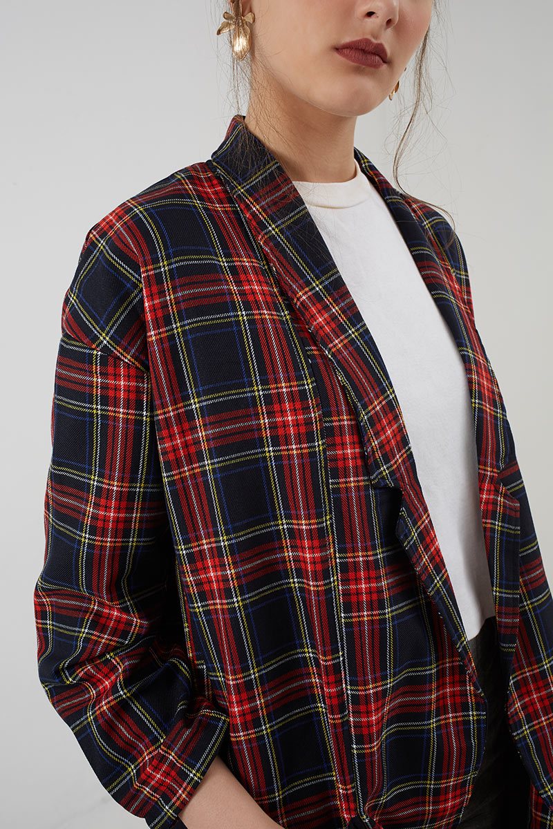 red checked blazer