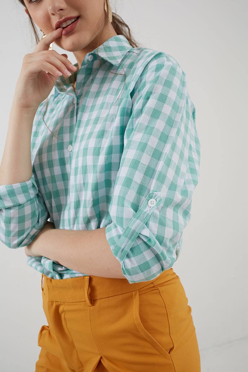 Sell Camelo Gingham Shirt Green Women 