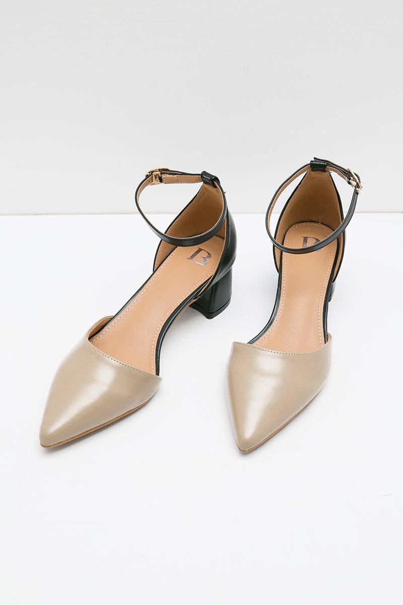 beige black heels
