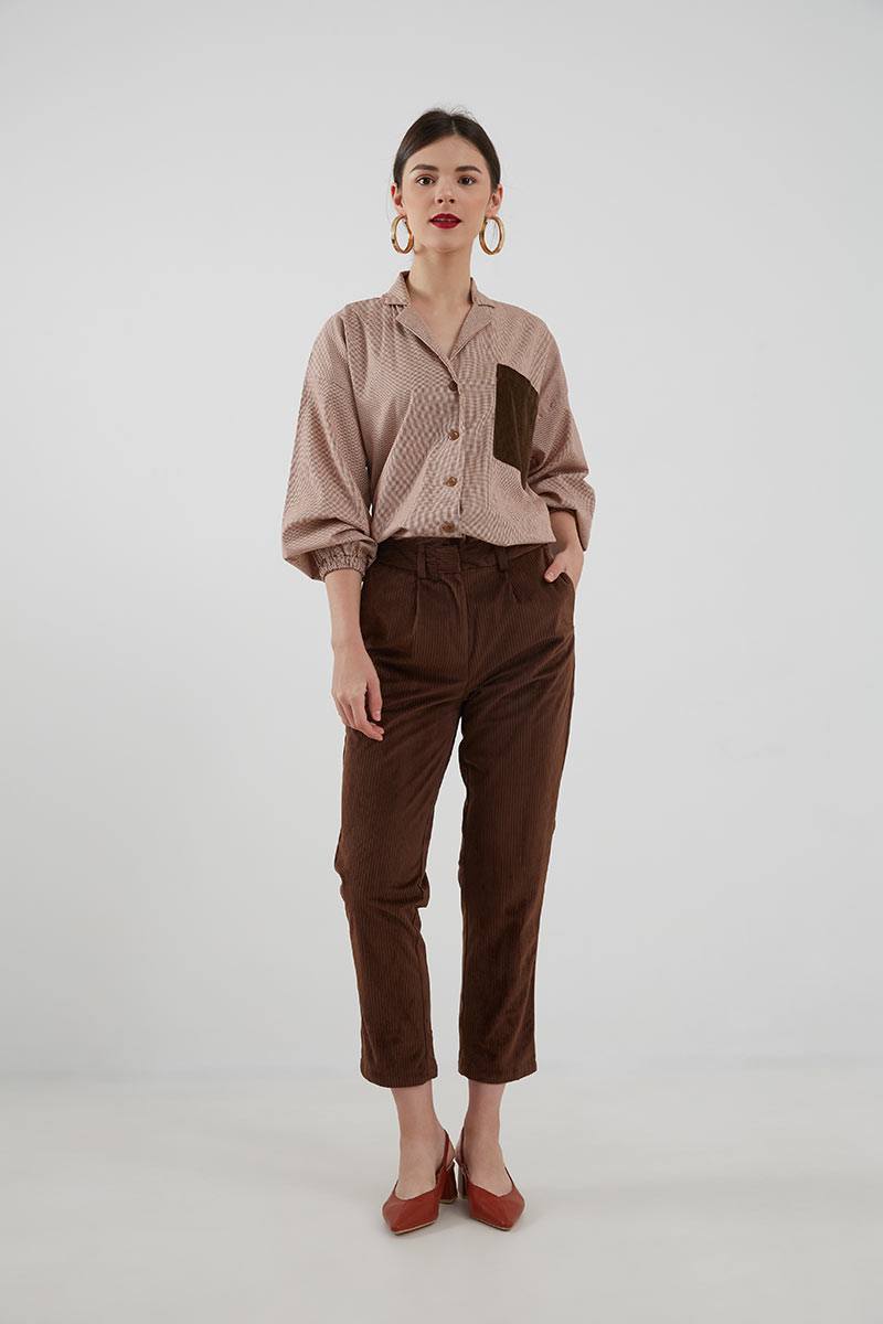 Sell Vaby Corduroy Pants Brown Long-pants | Berrybenka.com