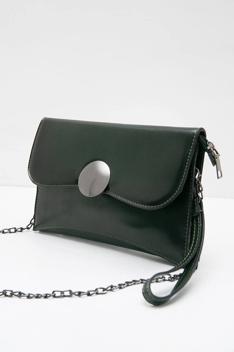 Sell Yaceline Febitha Black Gun Metal Clutches Olive Clutchbag
