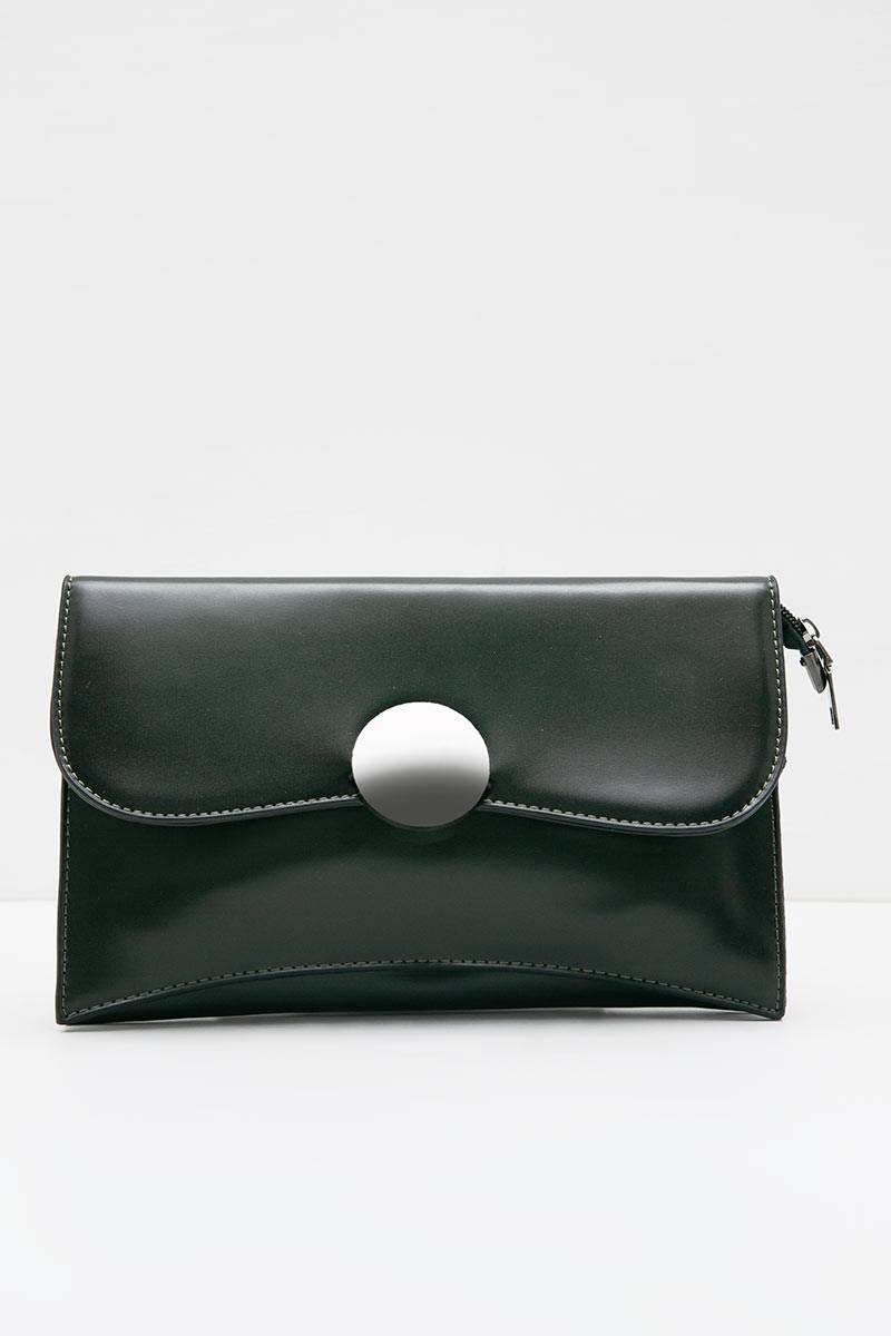 Sell Yaceline Febitha Black Gun Metal Clutches Olive Clutchbag