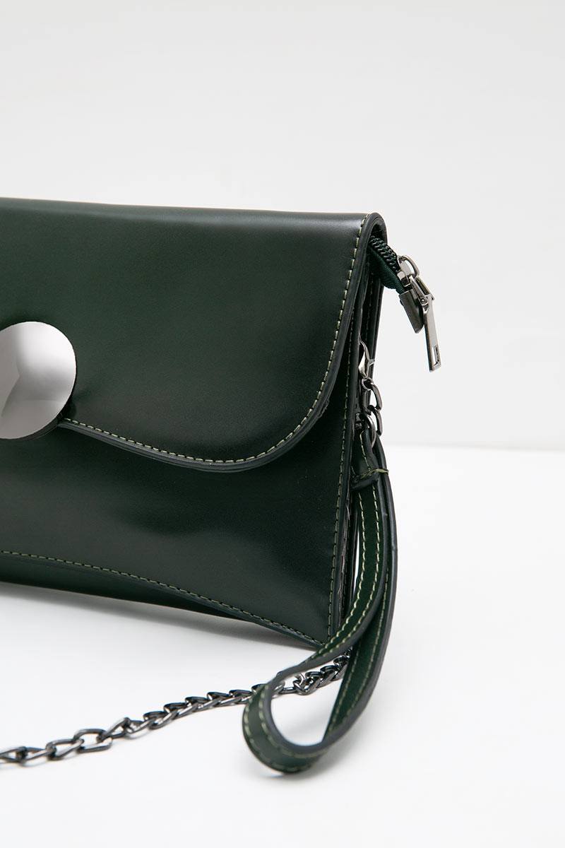 Sell Yaceline Febitha Black Gun Metal Clutches Olive Clutchbag