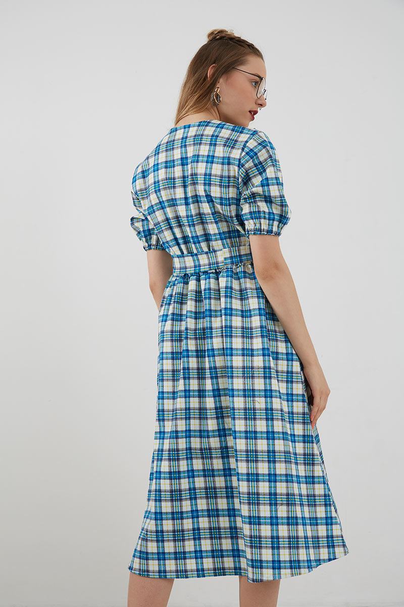 Sell Alijah Plaid Midi Dress Blue Midi 