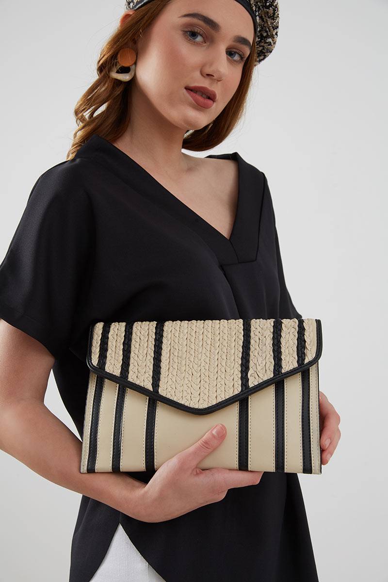 Sell Yolina Febitha Crochet Straw Clutches Beige Clutchbag