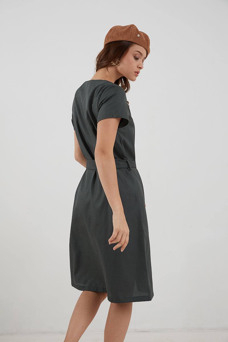 green and black cocktail dress
