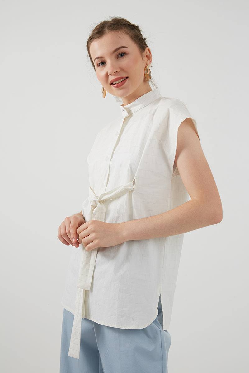 Sell Bervi Tie Knot Shirt White SIlver 