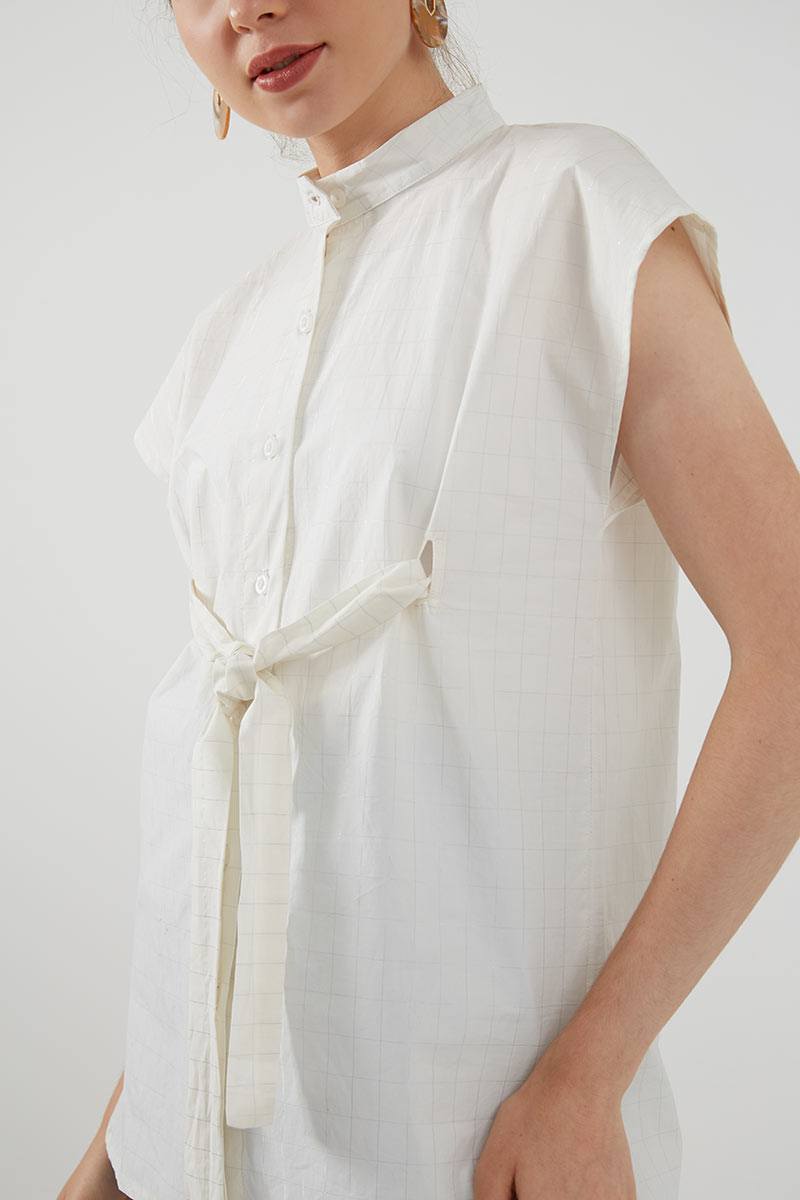 Sell Bervi Tie Knot Shirt White SIlver 
