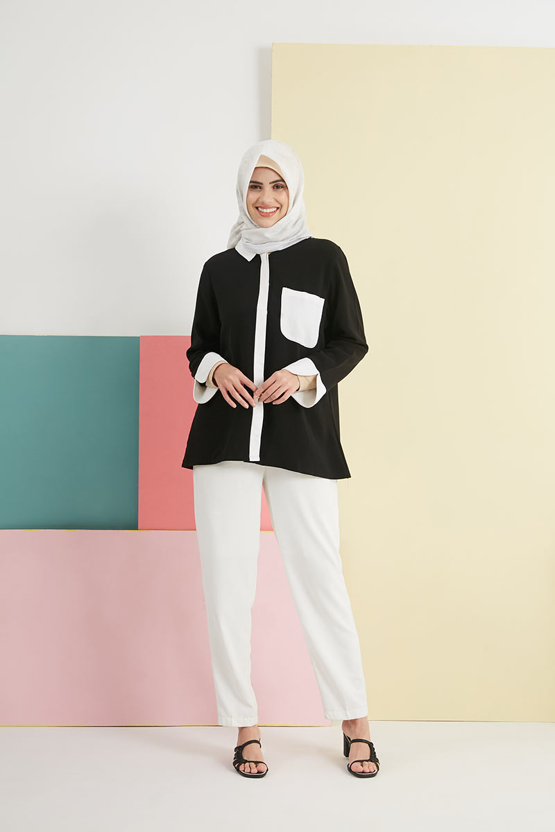 Black and best sale white outfit hijab