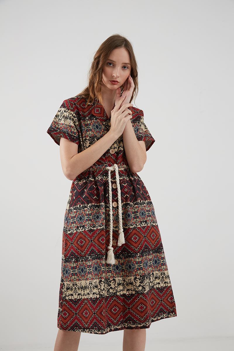 Sell Christina Tribal Dress Maroon Midi dresses 