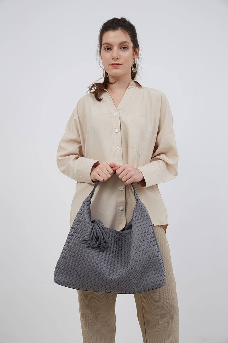 Sell Olivia Ocean Intrecciato Shoulder Bag Grey Bigbags