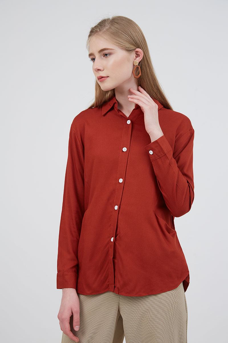 Sell Sofia Hestia Pocket Shirt Teracotta Women-shirts | Berrybenka.com