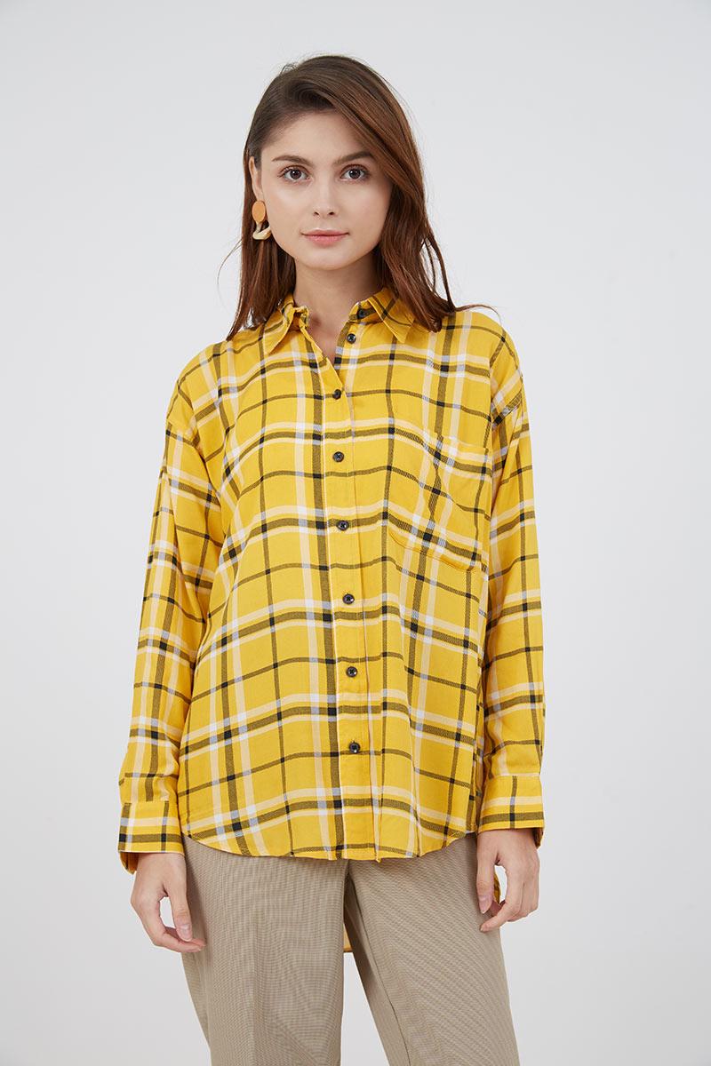 ladies yellow check shirt