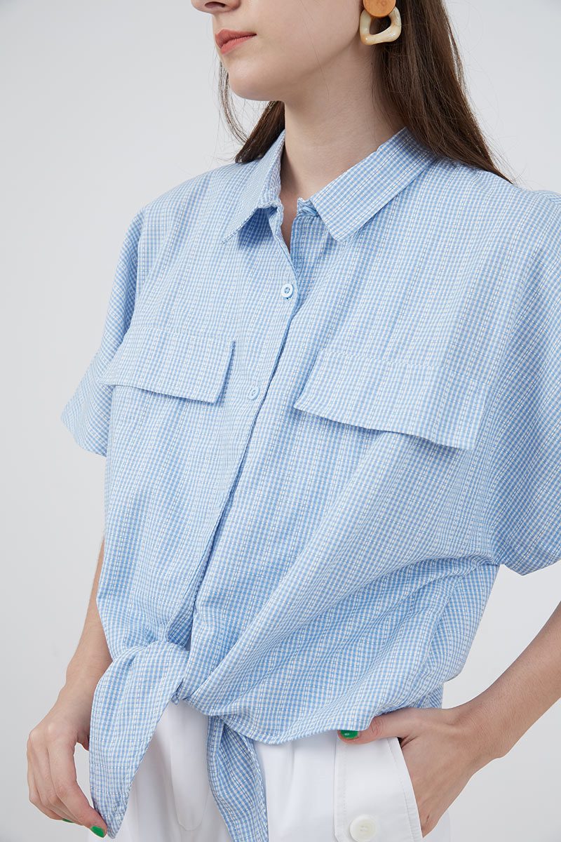 Sell Gala Tied Pocket Shirt Blue Women 