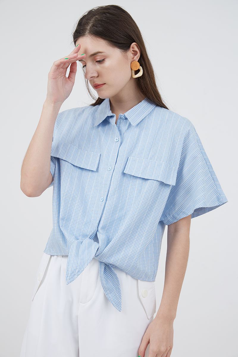 Sell Gala Tied Pocket Shirt Blue Women 
