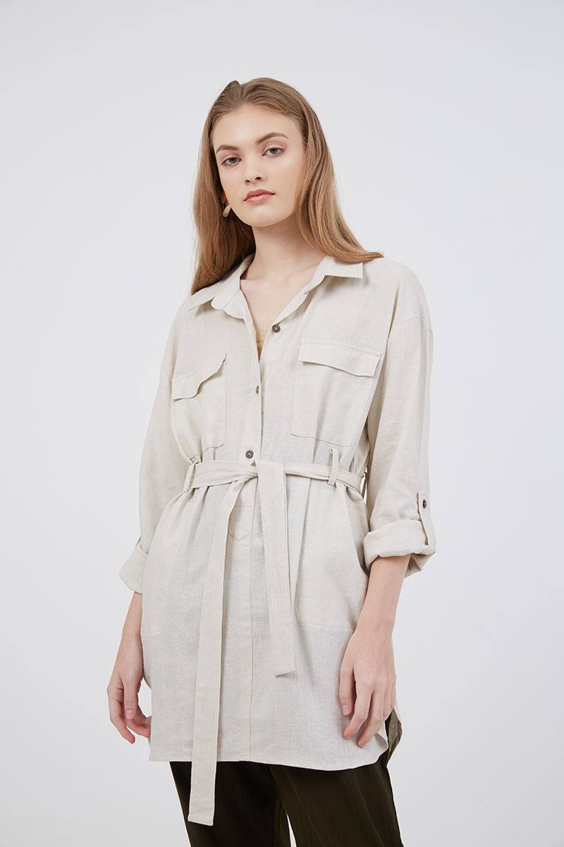 Sell Hanna Oversized Pocket Shirt Cream 