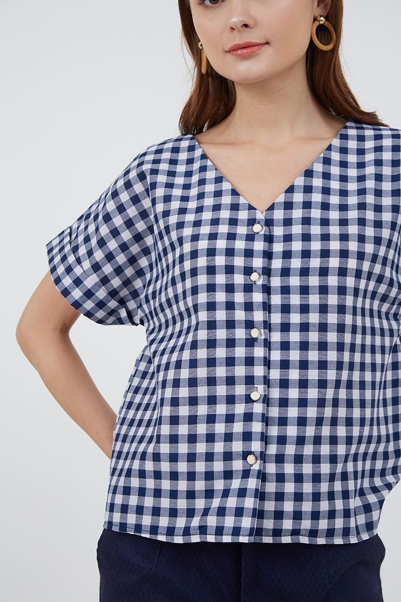 Sell Sofia Saiqa Gingham Blouse Navy 