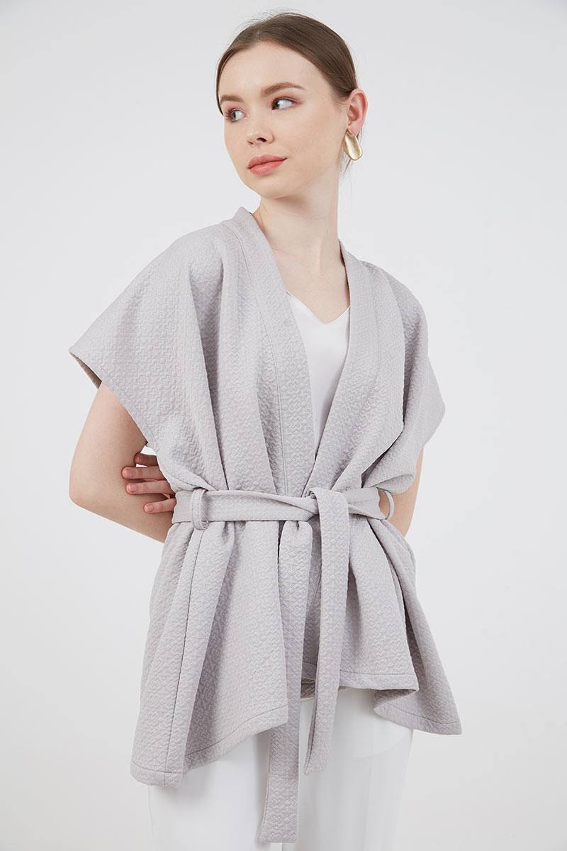 Sell Juvian Emboss Kimono Outer Grey Outerwear