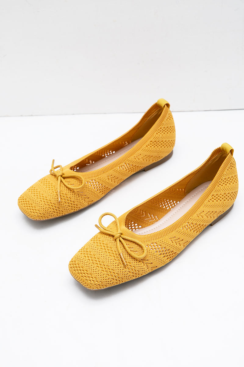 Sell Jinora Janice Knit Flats Yellow Shoes