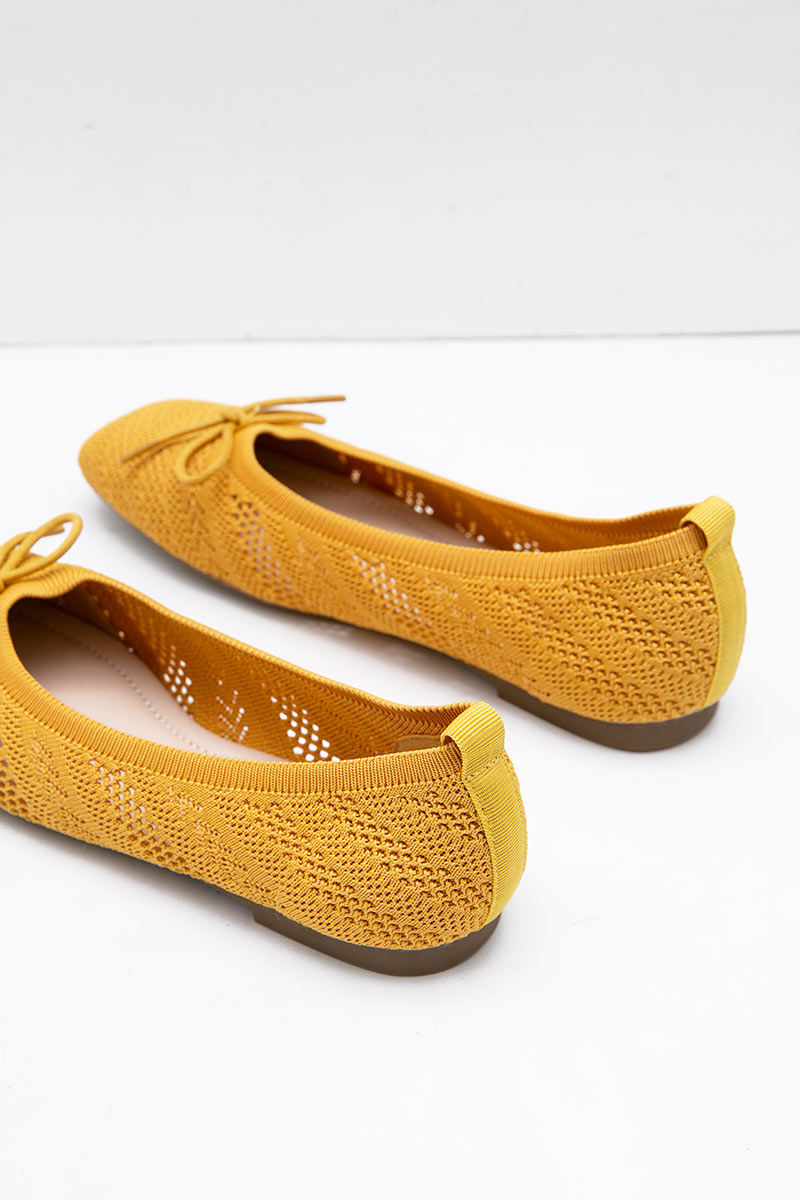Sell Jinora Janice Knit Flats Yellow Shoes