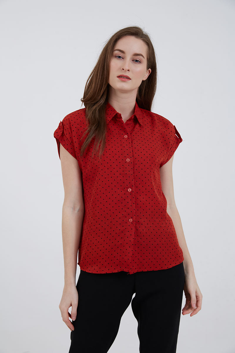 Sell Sofia Paula Polka Shirt Teracotta Women-shirts | Berrybenka.com