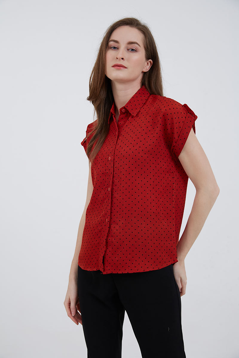 Sell Sofia Paula Polka Shirt Teracotta Women-shirts | Berrybenka.com