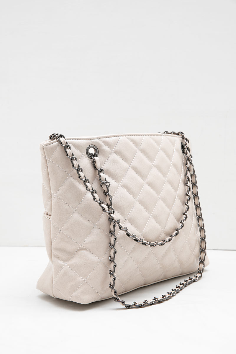 Sell Oprah Janice Half Quilted Shoulder Bag Beige Bigbags